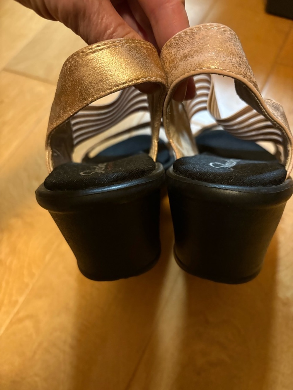 Skechers Cali Rumblers Glam Society wedge sandals rose gold 10 - Picture 4 of 7